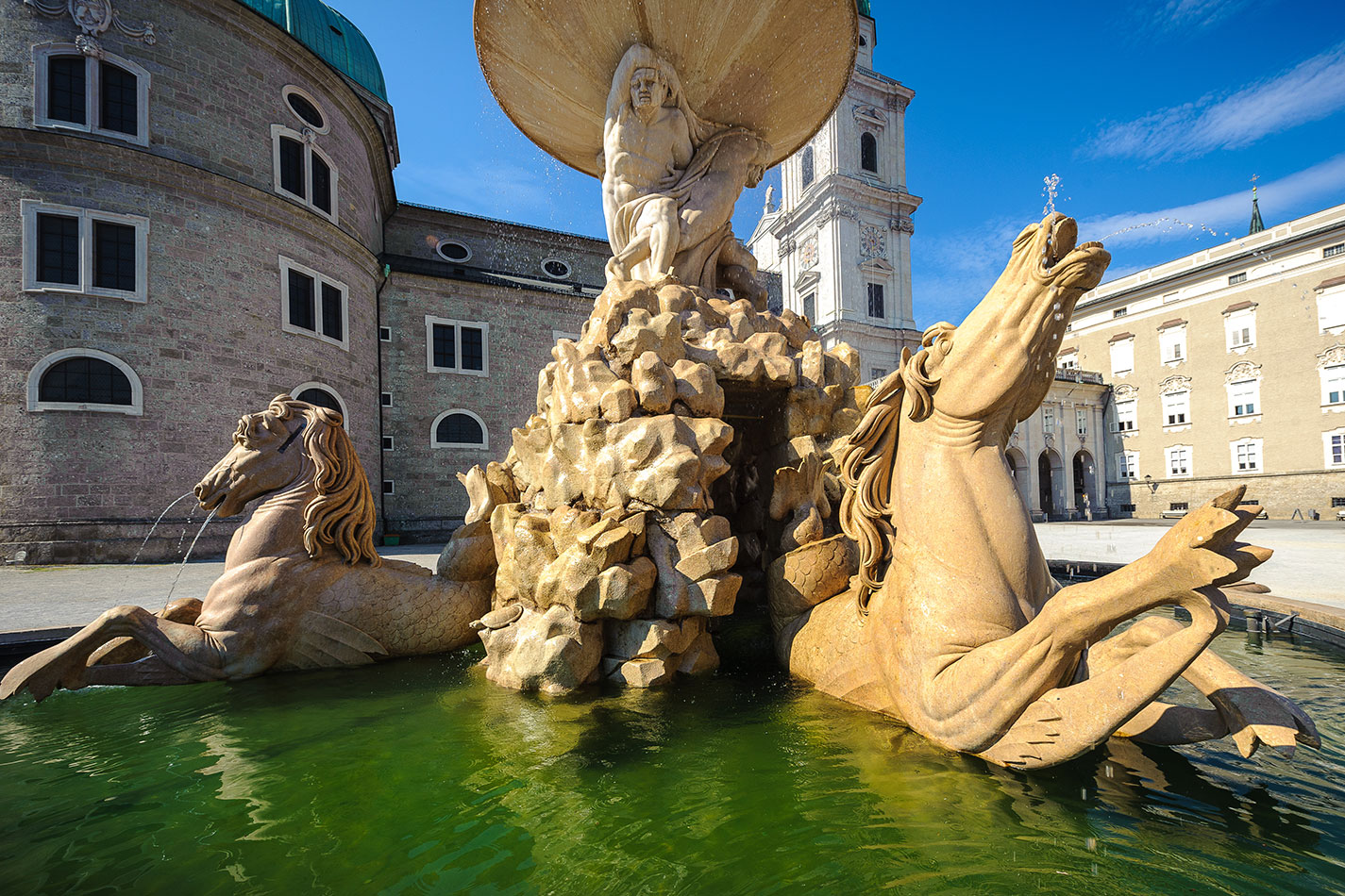 Residence Fountain at Residenzplatz on Salzburg Deluxe Tour