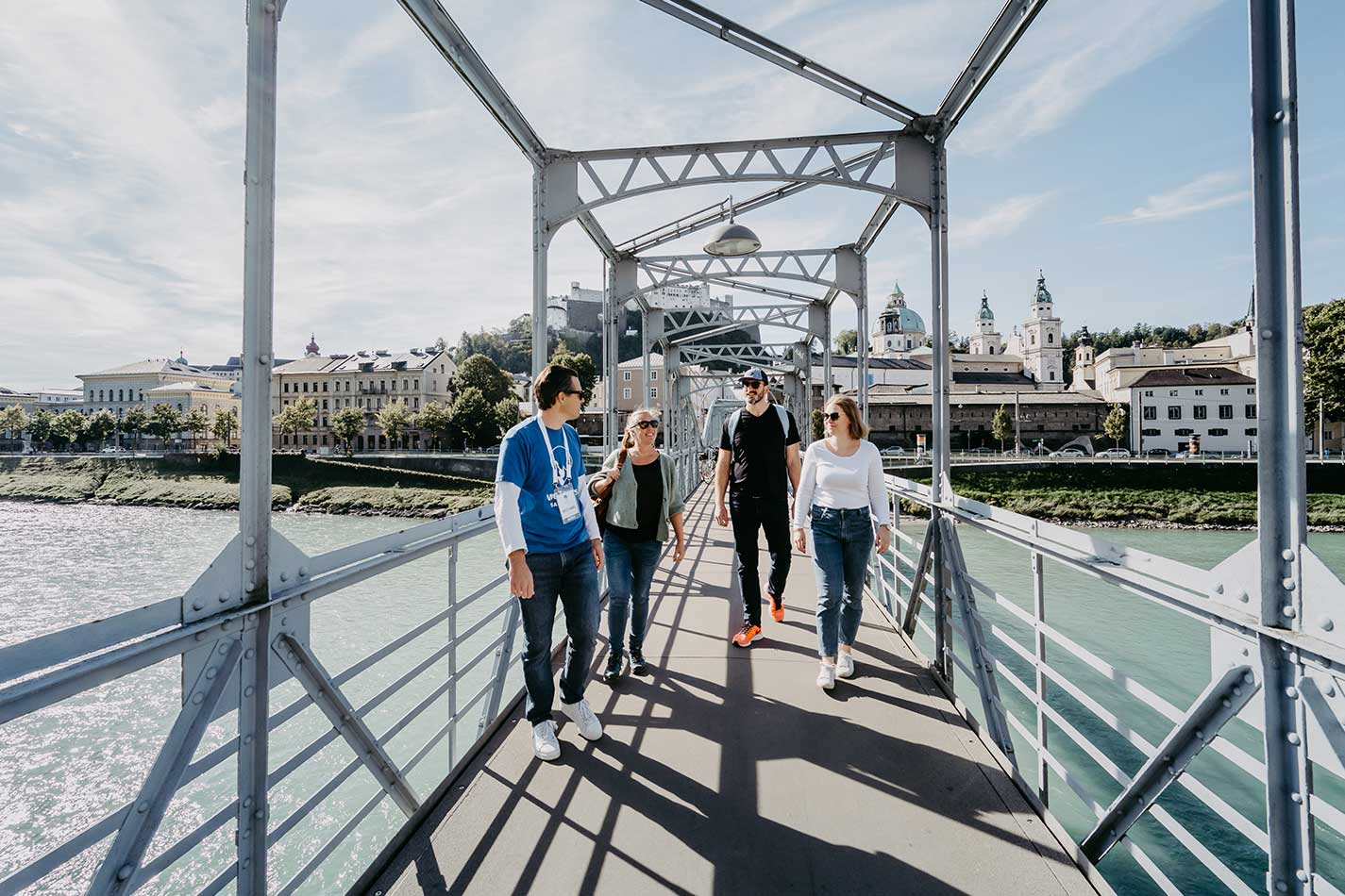 Mozart Footbridge over the Salzach River on Salzburg Deluxe Tour